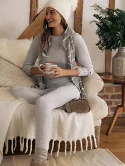 Next Thermal Maximum Warmth Cosy Pointelle Leggings Grey Marl Sale