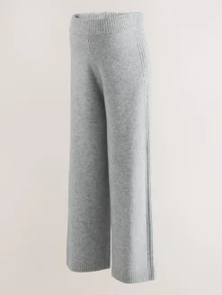 Next Grey Maternity Knitted Wide Leg Trousers New