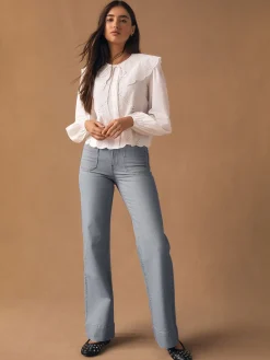 Next Patch Pocket Wide Leg Jeans Grey Outlet