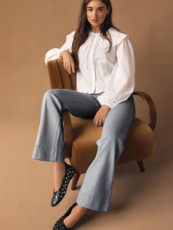 Next Patch Pocket Wide Leg Jeans Grey Outlet