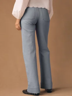 Next Patch Pocket Wide Leg Jeans Grey Outlet