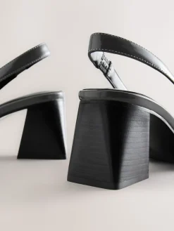 Next Forever Comfort® Pointed Toe Slingback Block Heels Grey Patent Hot