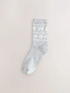 Next Grey Pretty Fairisle Pattern Wool Blend Ankle Socks 2 Pack Sale