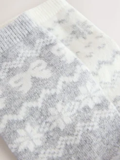 Next Grey Pretty Fairisle Pattern Wool Blend Ankle Socks 2 Pack Sale