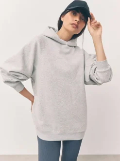 Next Relaxed Fit Heavyweight Longline Hoodie Grey Outlet