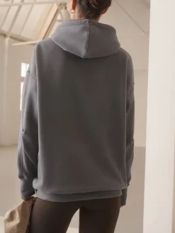 Next Grey Relaxed Fit Longline Hoodie Clearance