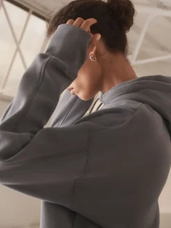 Next Grey Relaxed Fit Longline Hoodie Clearance