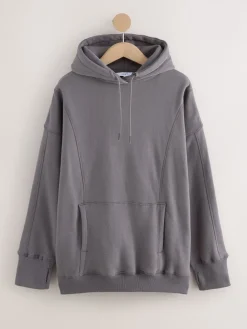 Next Grey Relaxed Fit Longline Hoodie Clearance