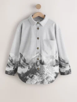 Next Polar Fleece Shacket Grey Scene Discount