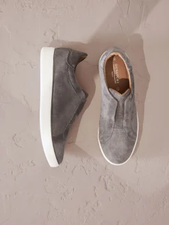 Next Signature Premium Leather Laceless Slip-On Trainers Grey