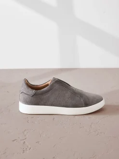 Next Signature Premium Leather Laceless Slip-On Trainers Grey