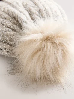 Next Grey Sparkle Knitted Pom Hat Sale