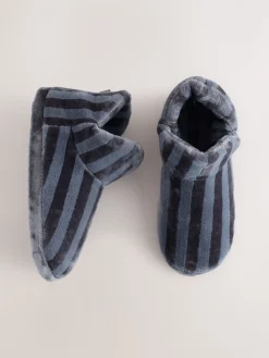 Next Boot Slippers Grey Stripe New