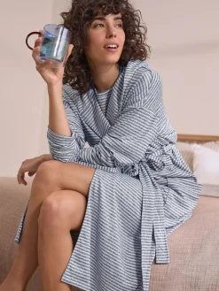 Next Cosy Lightweight Dressing Gown Grey Stripe Best
