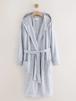 Next Cosy Lightweight Dressing Gown Grey Stripe Best