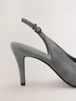 Next Forever Comfort® Leather Pointed Cutout Bow Slingback Heels Grey Suede Online
