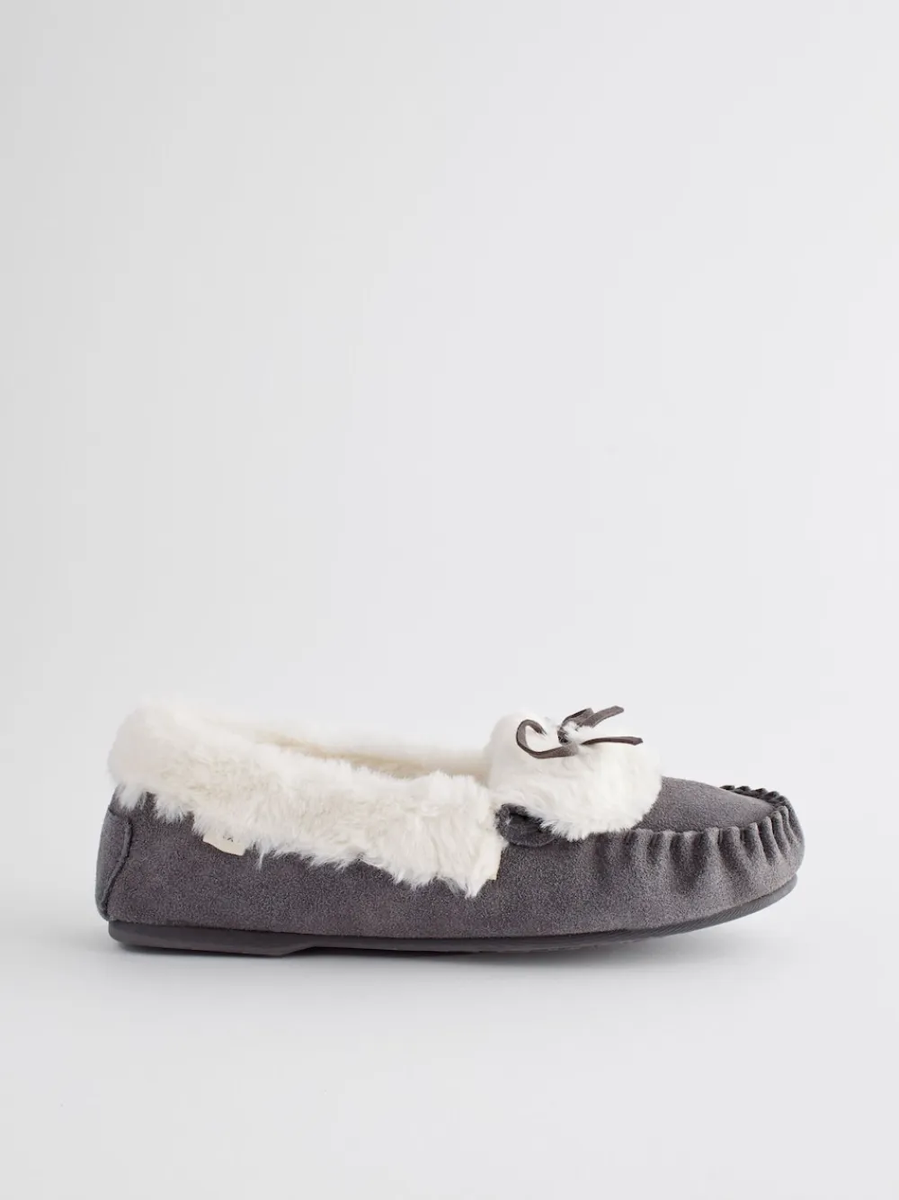 Next Grey Suede Moccasin Slippers Outlet