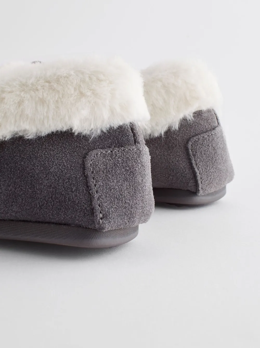Next Grey Suede Moccasin Slippers Outlet