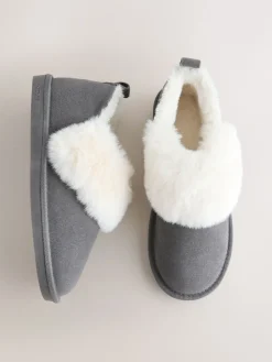 Next Suede Shoot Slippers Grey Outlet