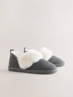 Next Suede Shoot Slippers Grey Outlet