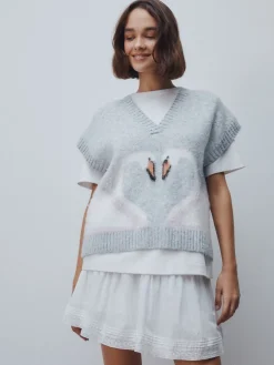 Next Knitted Tank Grey Swan Scene Outlet