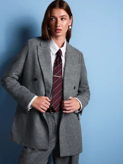 Next Tabitha Simmons X Wool Blend Double Breasted Blazer Grey Sale