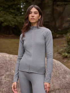 Next Thermal Soft Touch Zip-Up Long Sleeve Top Grey New