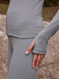 Next Thermal Soft Touch Zip-Up Long Sleeve Top Grey New