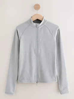 Next Thermal Soft Touch Zip-Up Long Sleeve Top Grey New