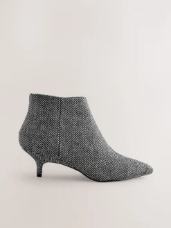 Next Forever Comfort® Kitten Heel Ankle Boots Grey Tweed Hot