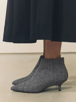 Next Forever Comfort® Kitten Heel Ankle Boots Grey Tweed Hot