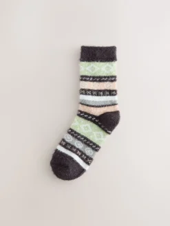 Next Grey/Pastel Fairisle Superhairy Cosy Socks 2 Pack Best