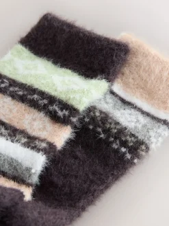 Next Grey/Pastel Fairisle Superhairy Cosy Socks 2 Pack Best