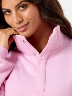 Gym + Coffee Womens Snap Collar Sierra Sweatshirt Pink Online