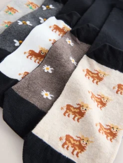 Next Hamish Highland Cow Footbed Ankle Socks 5 Pack Clearance