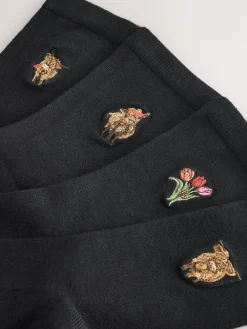 Next Hamish The Highland Cow / Tulips Embroidered Motif Ankle Socks 4 Pack Outlet