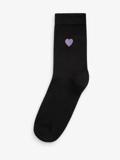 Next Embroidered Motif Ankle Socks 5 Pack Heart Best