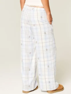 Hollister Flannel Check Pyjama Bottoms With Logo Waistband Blue Hot