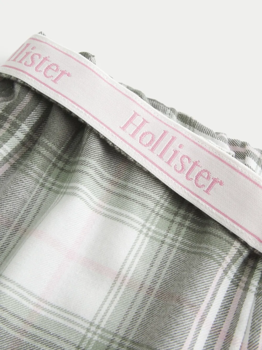 Hollister Flannel Check Pyjama Bottoms With Logo Waistband Green New