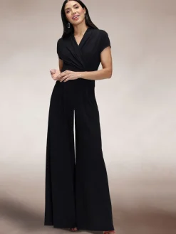 Hot Squash Black Cap Sleeved Wide Leg Jumpsuit Clearance