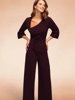 Hot Squash Ruched Jumpsuit with Sleeves Purple Best