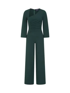Hot Squash Ruched Jumpsuit with Sleeves Green