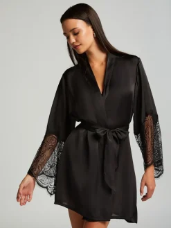 Hunkemoller Hunkemöller Satin Kimono Black Robe Hot