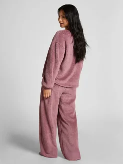 Hunkemoller Cosy Fleece Two Piece Pyjama Set Pink New