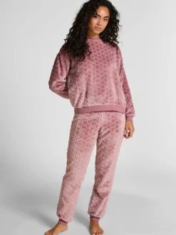 Hunkemoller Purple Fleece Heart Pyjamas Set Outlet