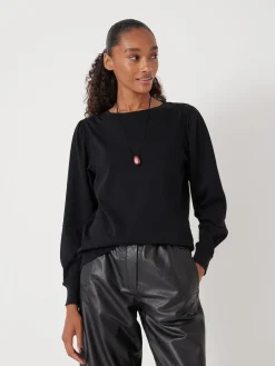 Hush Black Emily Puff Sleeve Jersey Top Discount