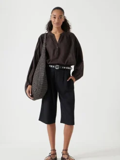 Hush Linen Blend Lya Bermuda Shorts Black Clearance