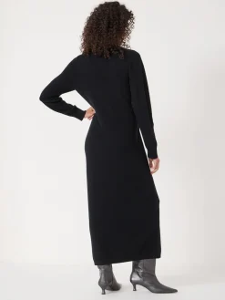 Hush Merino V-Neck Tie Detail Dress Black Outlet