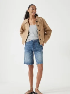 Hush Blue Boyfriend Long Denim 100% Cotton Shorts Discount