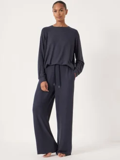 Hush Elle Supersoft Wide Leg Joggers Blue New